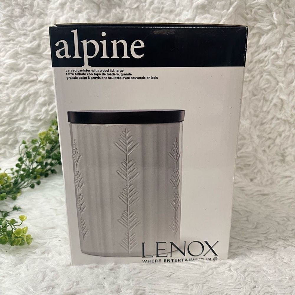 Lenox Alpine Snowflake Carved Canister with Wood Lid Large NEW‎